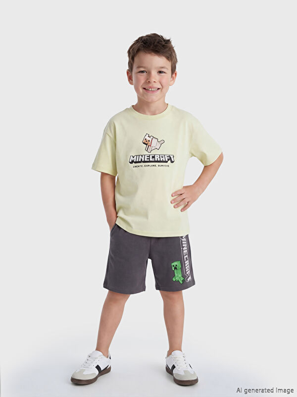LCW Kids Minecraft Baskılı Erkek Çocuk Şort