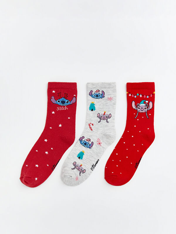 LCW Kids Chaussettes de cheville à motifs Stitch et Angel pour Filles, lot de 3 pièces