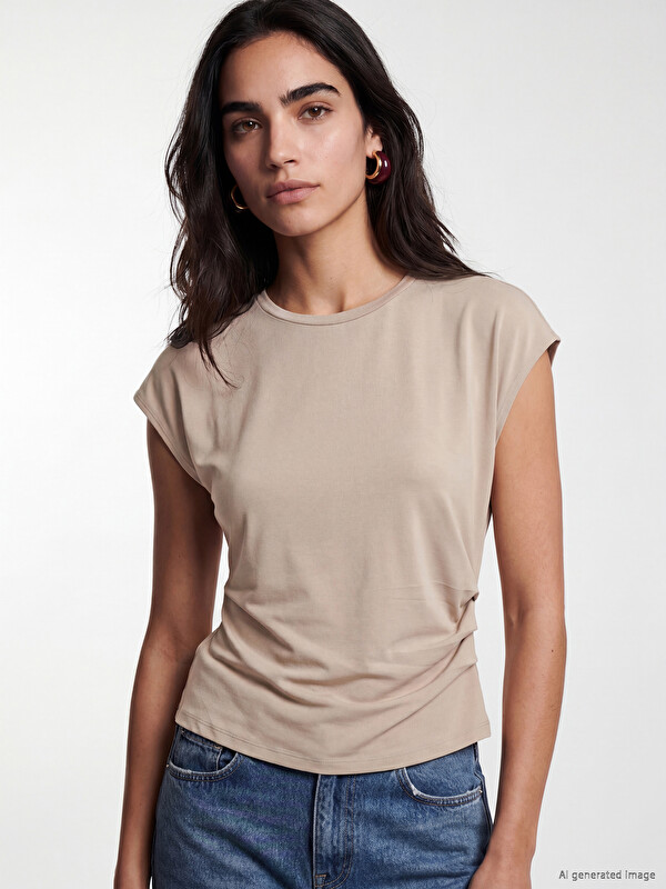LCW Vision Crew Neck Ruched Women's T-Shirt