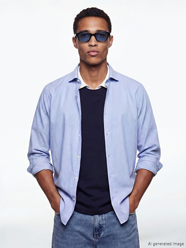 SOUTHBLUE Regular Fit Çizgili Poplin Erkek Gömlek