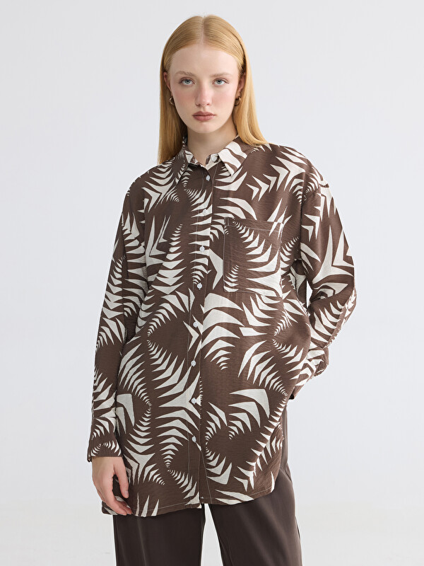 LCW Modest Woman Brown Shirt Tunic