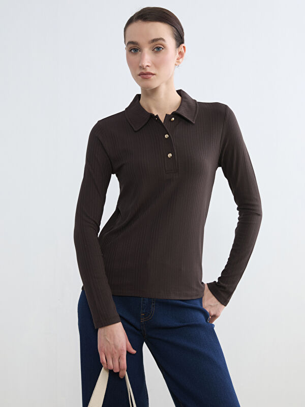 LCW Modest Polo Yaka Kadın Body