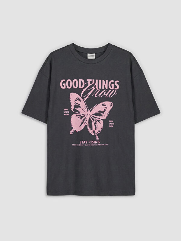 LCW Kids Crew Neck Printed Girls' T-Shirt
