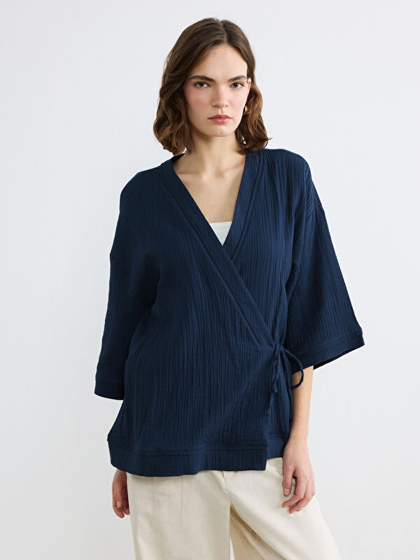 LCW Vision Kruvaze Yaka Dokulu Kadın Kimono