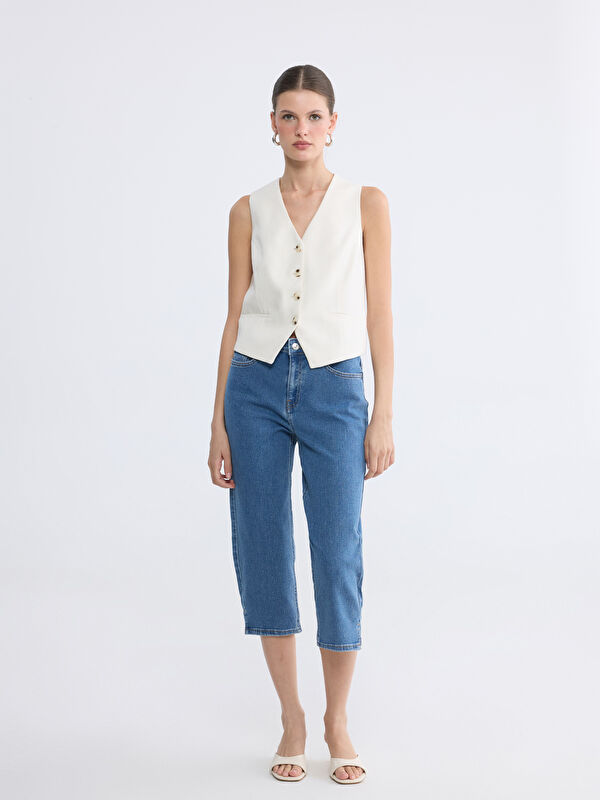 LCWAIKIKI Classic Yüksek Bel Slim Fit Kadın Jean Kapri