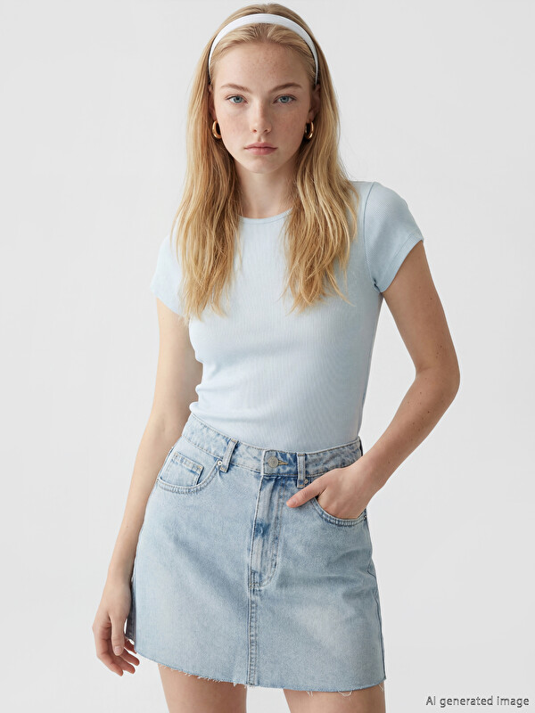XSIDE Crew Neck Women's Ribbed T-Shirt