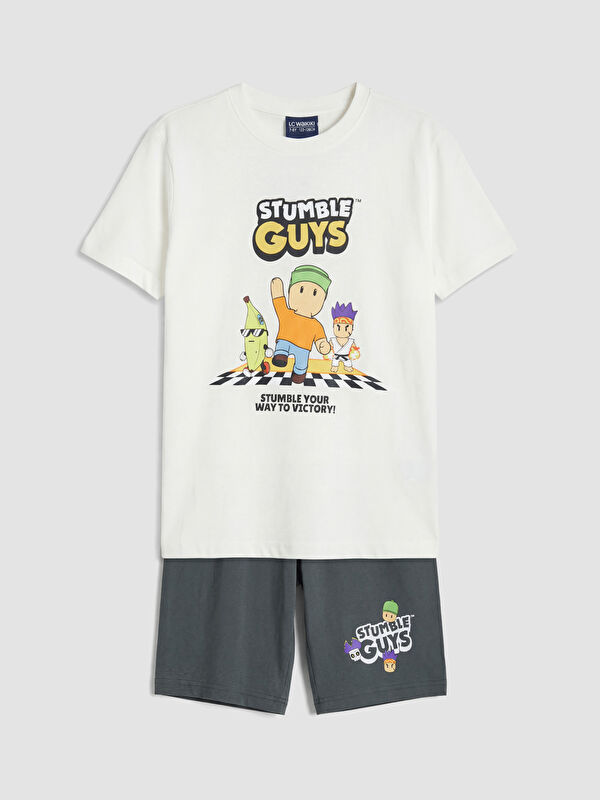 LCW Kids Stumble Guys Baskılı Erkek Çocuk Şortlu Pijama Takımı
