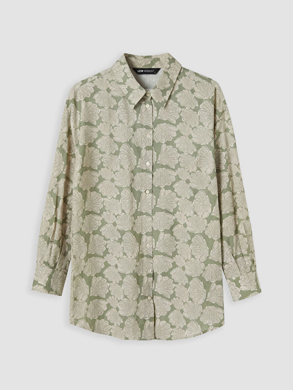 LCW Modest Desenli Oversize Kadın Gömlek Tunik