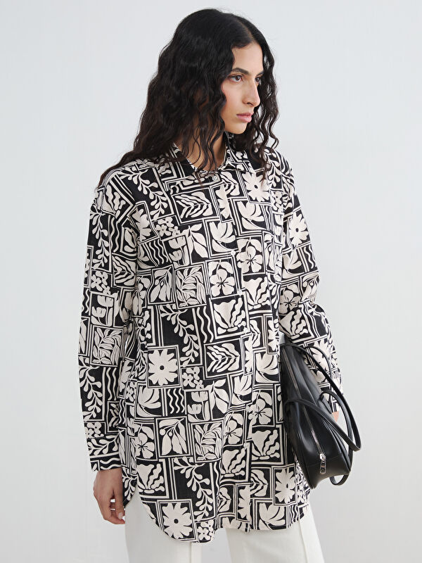 LCW Modest Desenli Oversize Kadın Gömlek Tunik