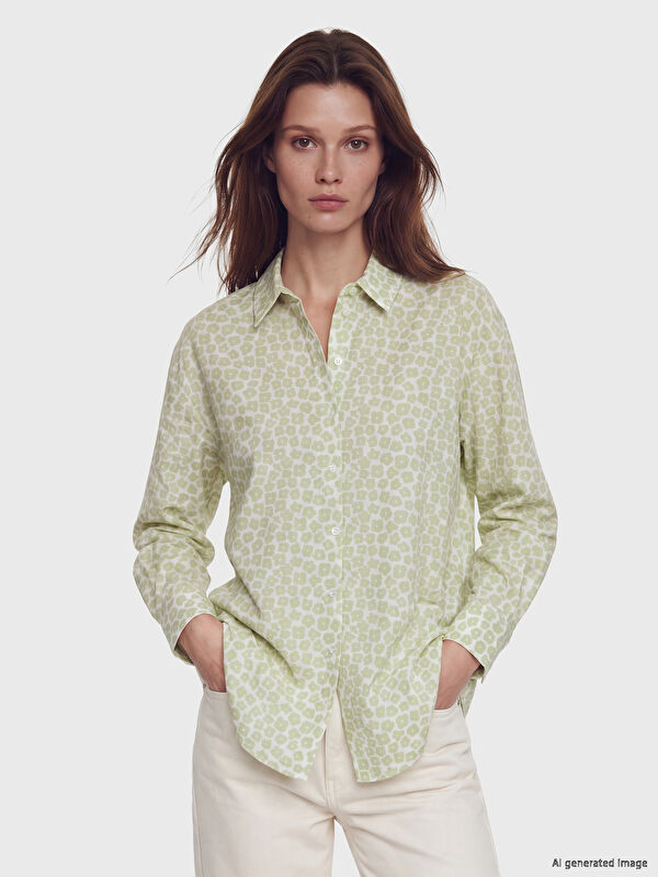 LCW Modest Desenli Oversize Kadın Gömlek Tunik