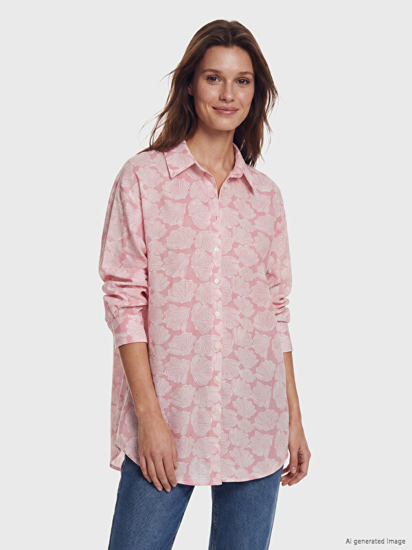 LCW Modest Desenli Oversize Kadın Gömlek Tunik