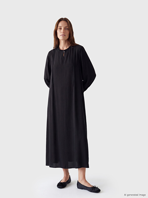 LCW Grace Grandad Collar Stitch Detailed Dress