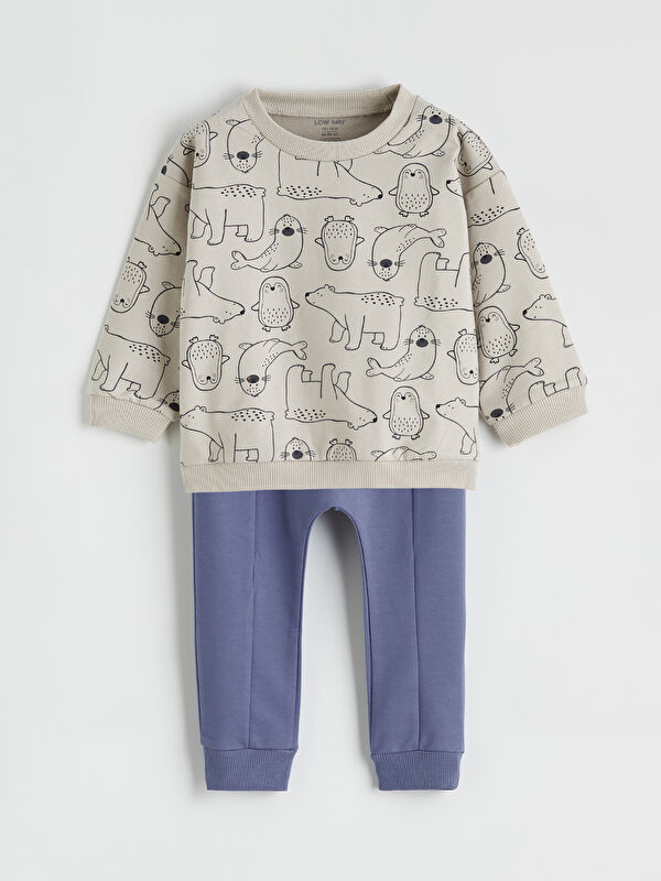LCW baby Printed Baby Boy Sweatshirt and Tracksuit Bottoms