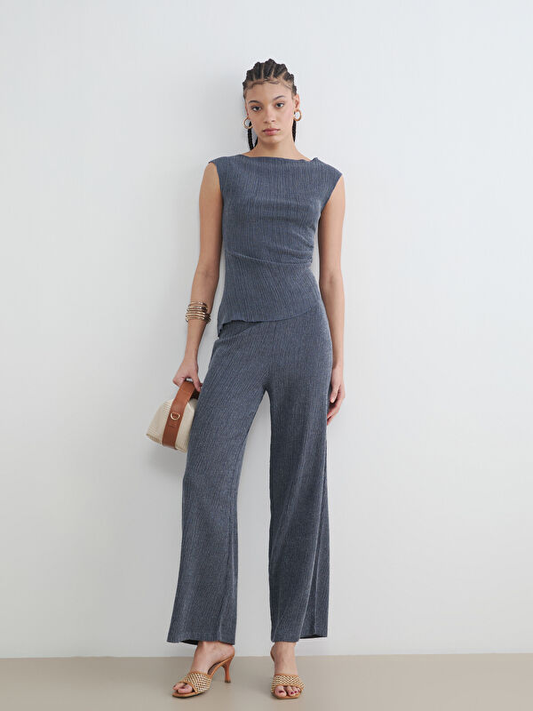 LCW Vision Elastic Waist Textured Women's Trousers