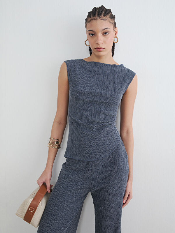 LCW Vision Slash Neck Ruched Tank Top