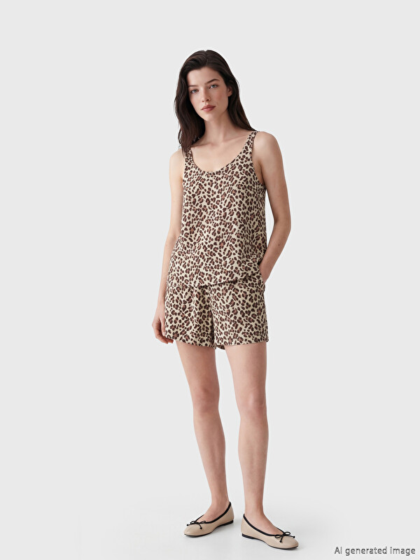 LCW Comfort Pantaloni scurți cu Imprimeu Leopard pentru Femei