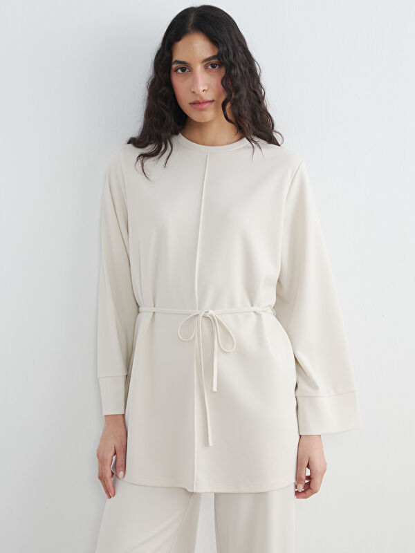 LCW Modest Kuşaklı Soft Touch Kadın Sweatshirt Tunik