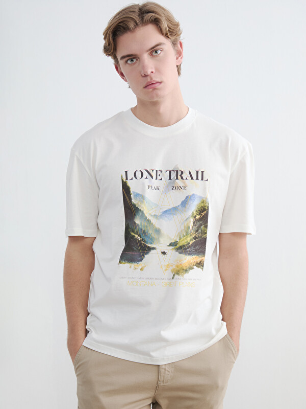 XSIDE Tricou bărbați Guler rotund Imprimat Montana