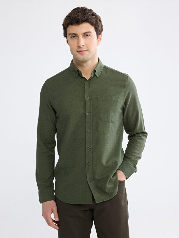 LCWAIKIKI Classic Regular Fit Armürlü Erkek Gömlek
