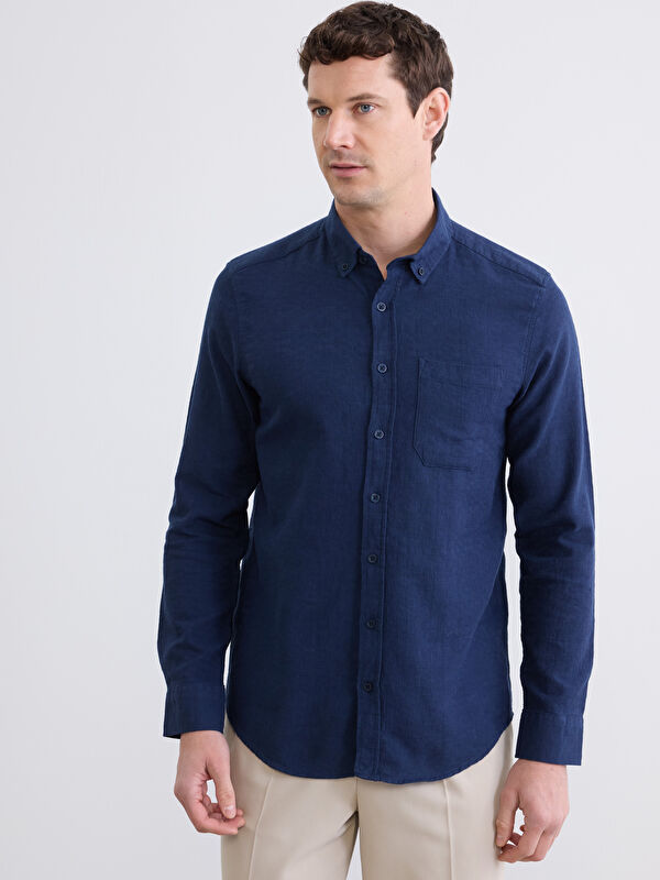 LCWAIKIKI Classic Regular Fit Armürlü Erkek Gömlek