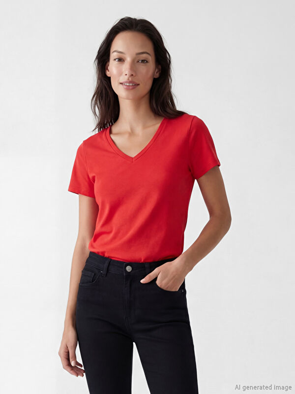 LCW EVERYDAY V Neck Women's T-Shirt