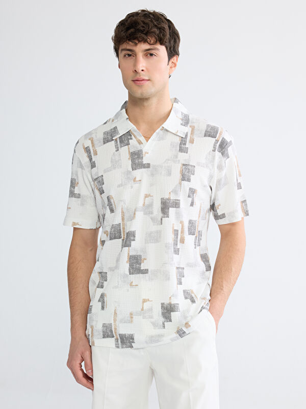 LC WAIKIKI Polo Yaka Desenli Penye Erkek Tişört