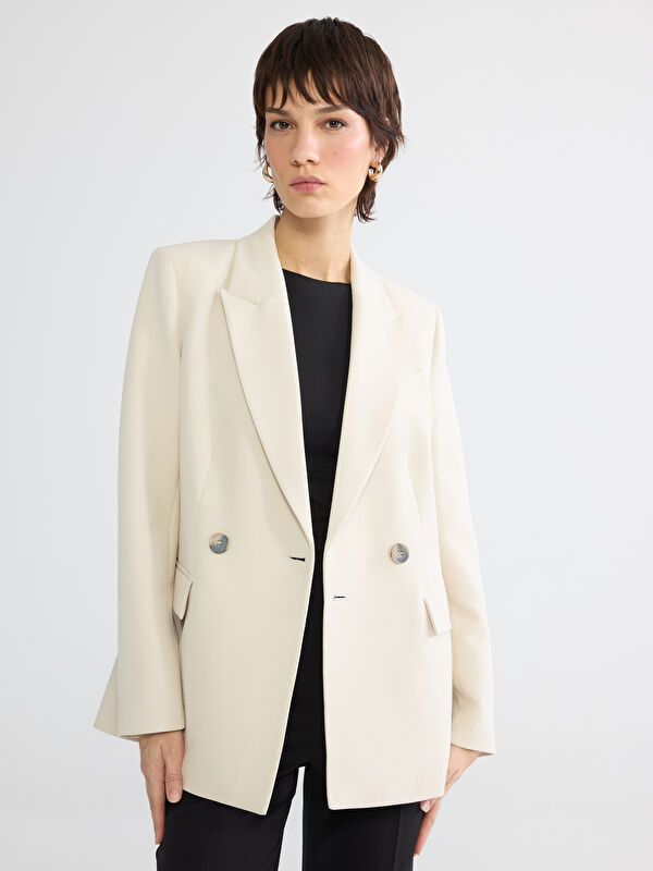 LCW Vision Kruvaze Yaka Krep Kadın Blazer Ceket