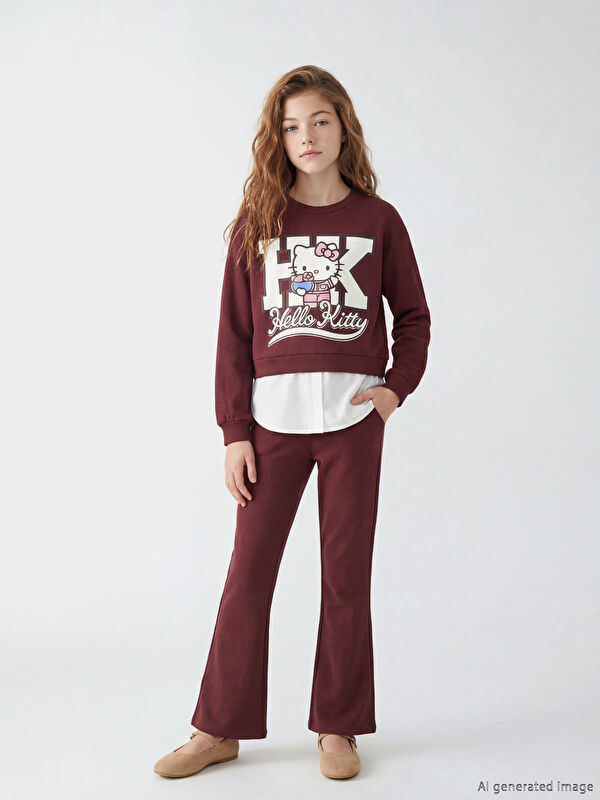 LCW Kids Hello Kitty Baskılı Kız Çocuk Sweatshirt ve Tayt