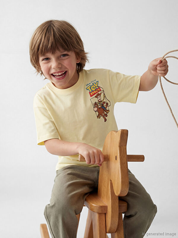 LCW Kids Bisiklet Yaka Toy Story Baskılı Erkek Çocuk Tişört