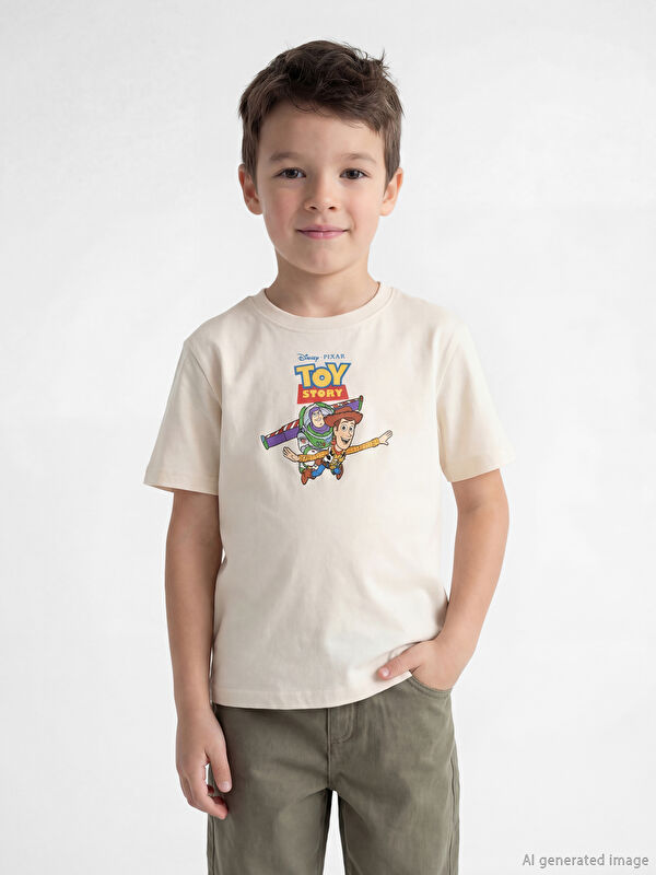 LCW Kids Bisiklet Yaka Toy Story Baskılı Erkek Çocuk Tişört