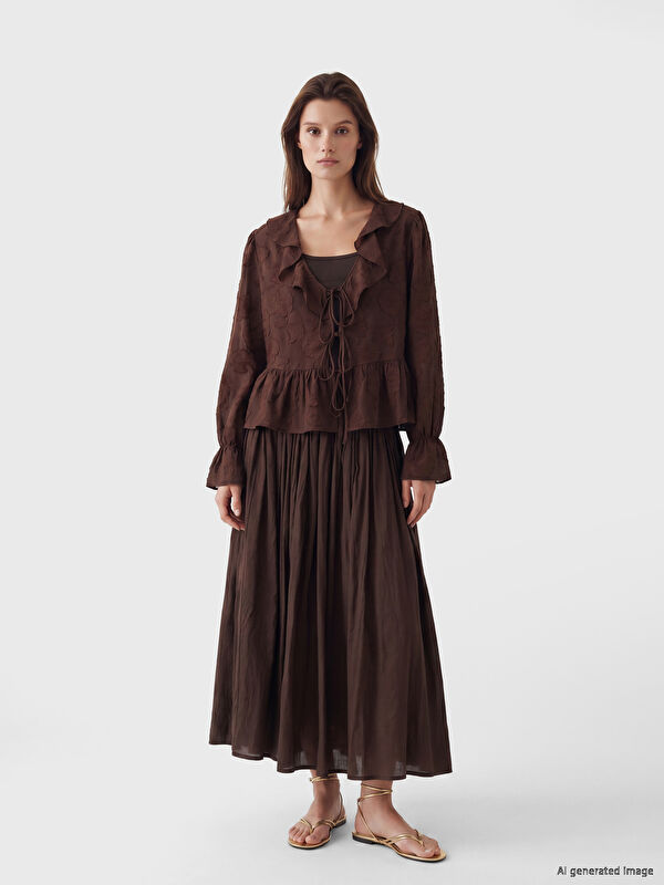 LCW Modest Waisted Zippered Ruched Skirt