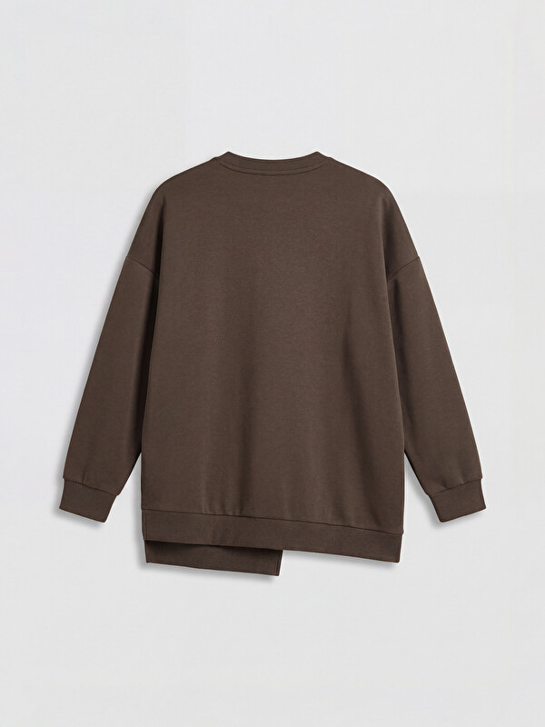 KOOR SPORT Haki Soft Touch Oversize Kadın Sweatshirt - S6LH73Z8