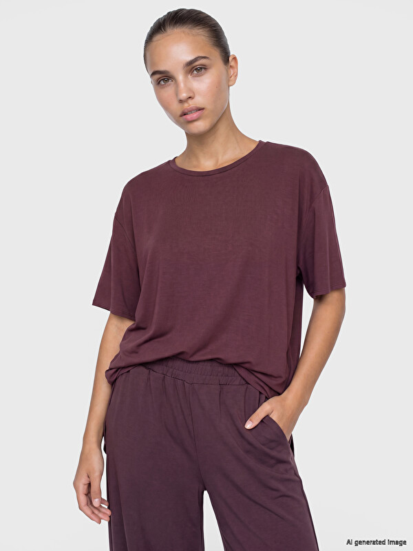 KOOR SPORT Oversize Modal Karışımlı Kadın Spor Tişört