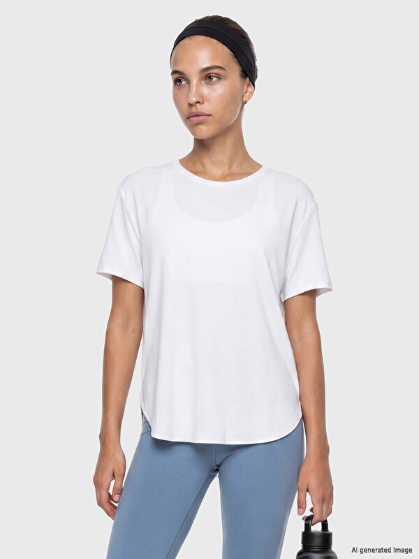 KOOR SPORT Oversize Modal Karışımlı Kadın Spor Tişört