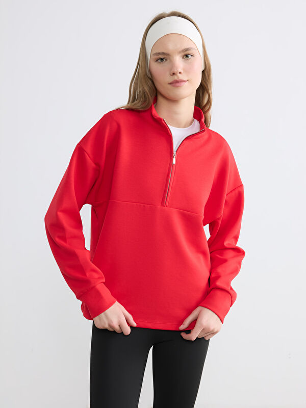 KOOR SPORT Stand-up Collar Soft Touch Oversized Women's Sweatshirt