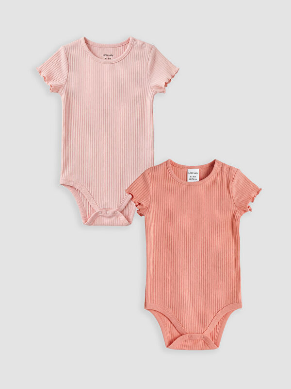 LCW baby Bisiklet Yaka Fırfırlı Kız Bebek 2'li Body