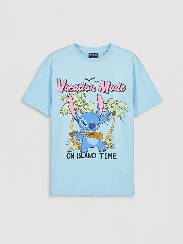 LCW Kids Stitch Baskılı Kız Çocuk Tişört