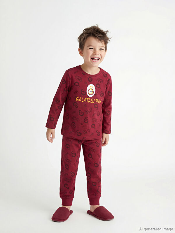 LCW Kids Bisiklet Yaka Galatasaray Baskılı Erkek Çocuk Pijama Takımı