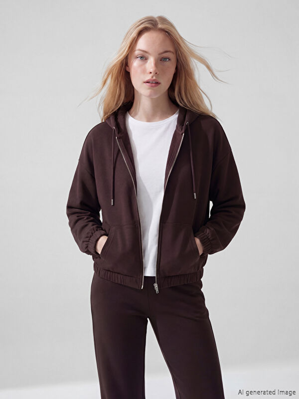 XSIDE Soft Touch Oversize Kadın Fermuarlı Sweatshirt	