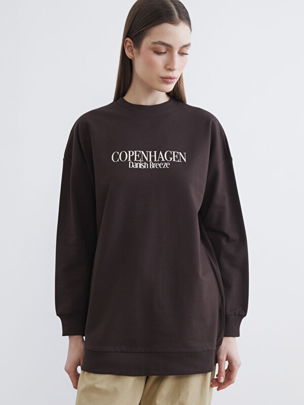 LCW Modest Copenhagen Baskılı Kadın Sweatshirt Tunik