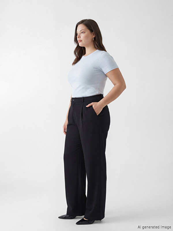 LCW Modest Loose Fit Geniş Paça Kadın Pileli Pantolon