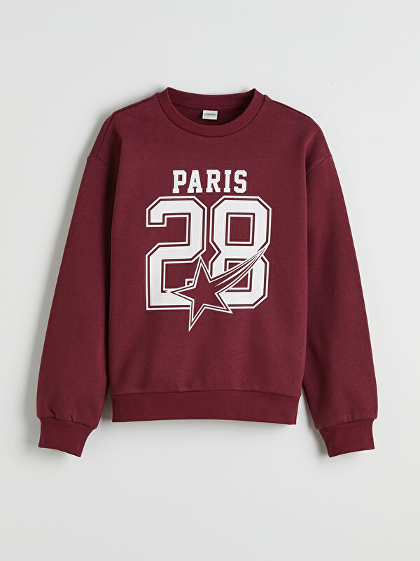 LCW Kids Paris Baskılı Kız Çocuk Kalın Sweatshirt