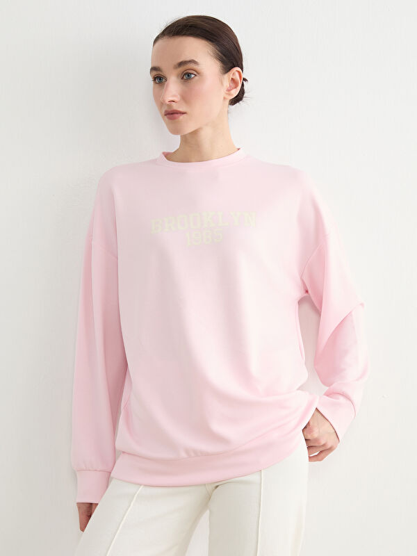 LCW Modest Brooklyn Baskılı Soft Touch Kadın Sweatshirt Tunik