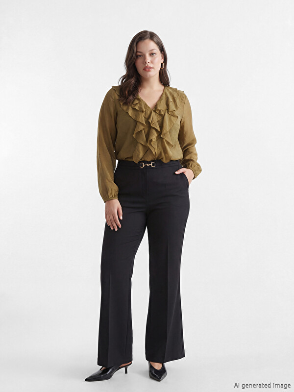 LCW Modest Standart Fit Toka Detaylı Kadın Pantolon