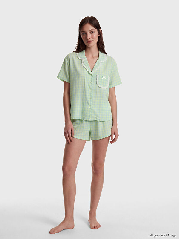 LCW DREAM Ekose Kadın Şortlu Pijama Takımı