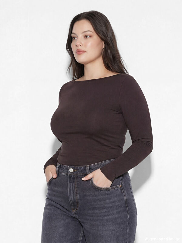 LCW Vision Kayık Yaka Büzgülü Kadın Body