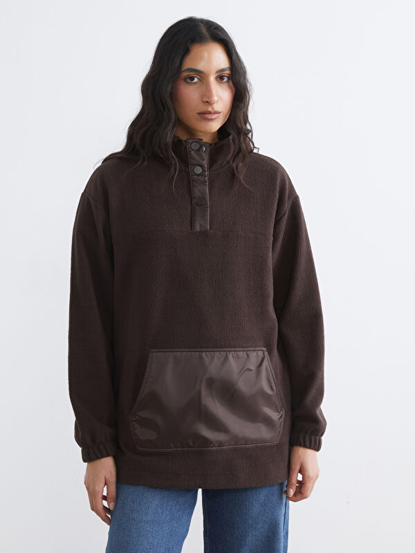 LCW Modest Dik Yaka Kadın Polar Sweatshirt