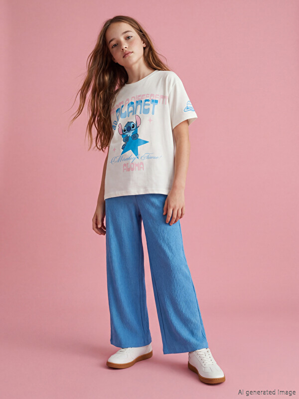 LCW Kids Stitch Baskılı Kız Çocuk Takım