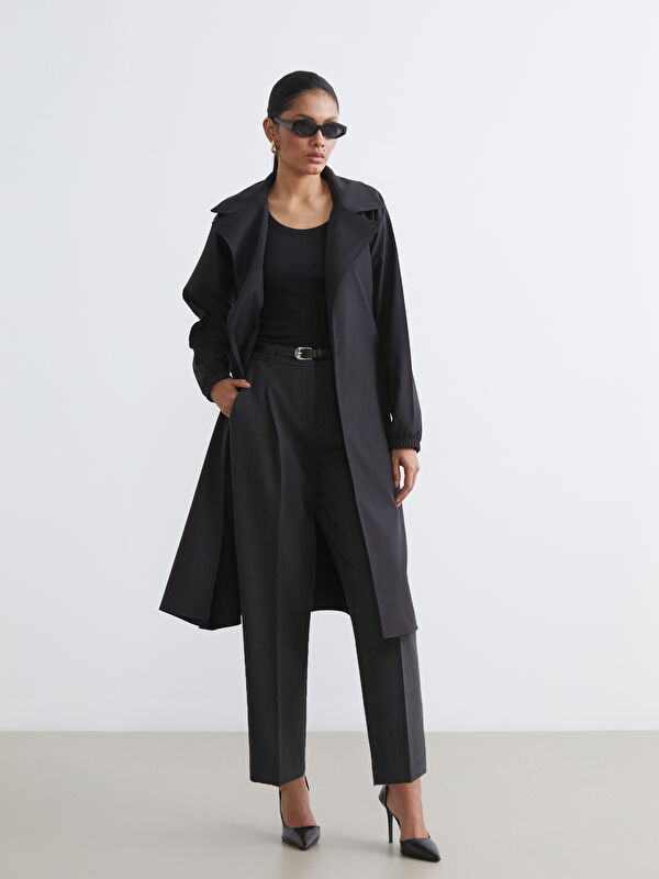 LC WAIKIKI Kruvaze Yaka Oversize Kadın Trençkot