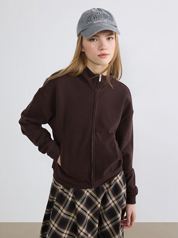 XSIDE Oversize Damen-Reißverschluss-Sweatshirt mit Stehkragen